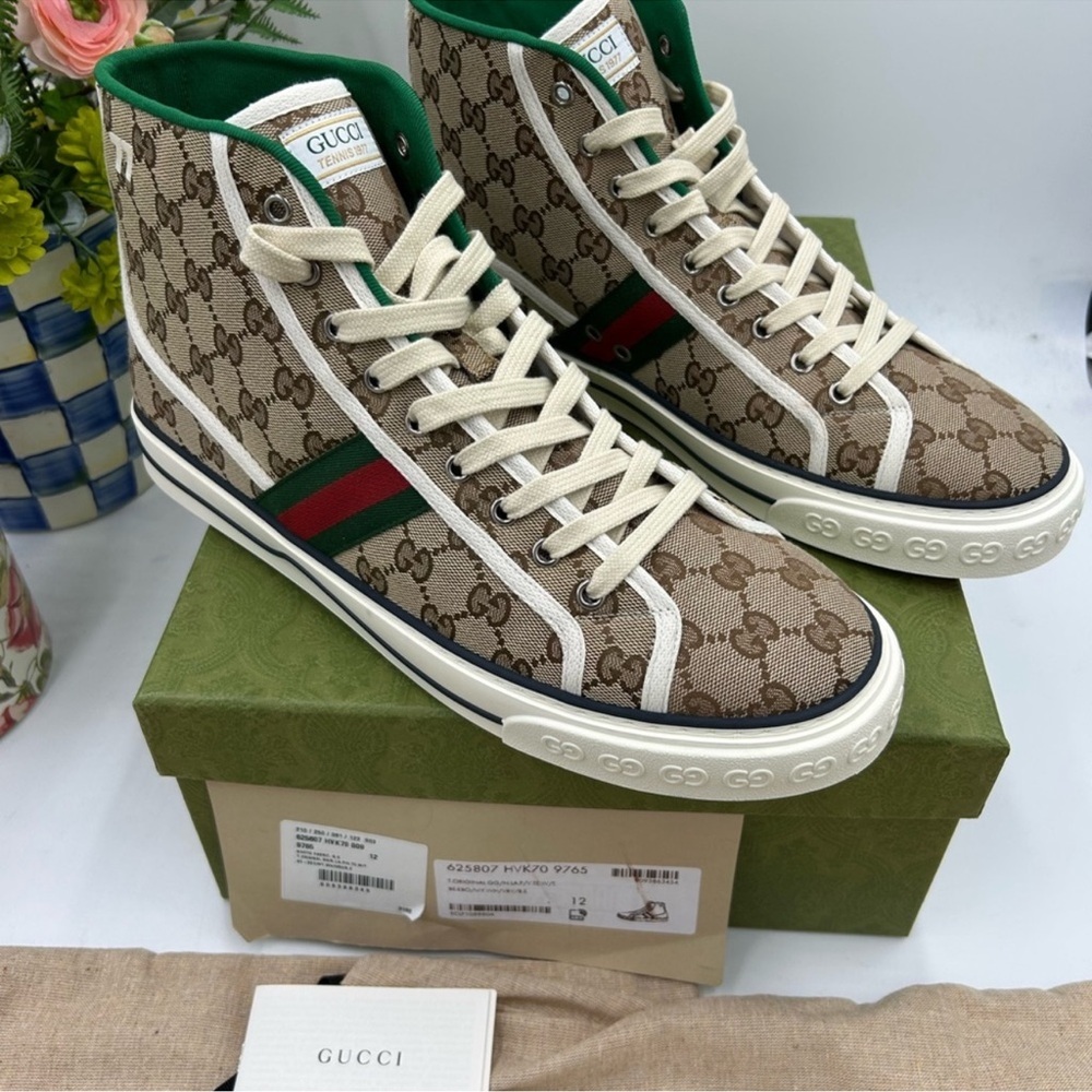 Men’s Gucci 1977 tennis high top sneakers size 12 made in Italy - Picture 10 of 10